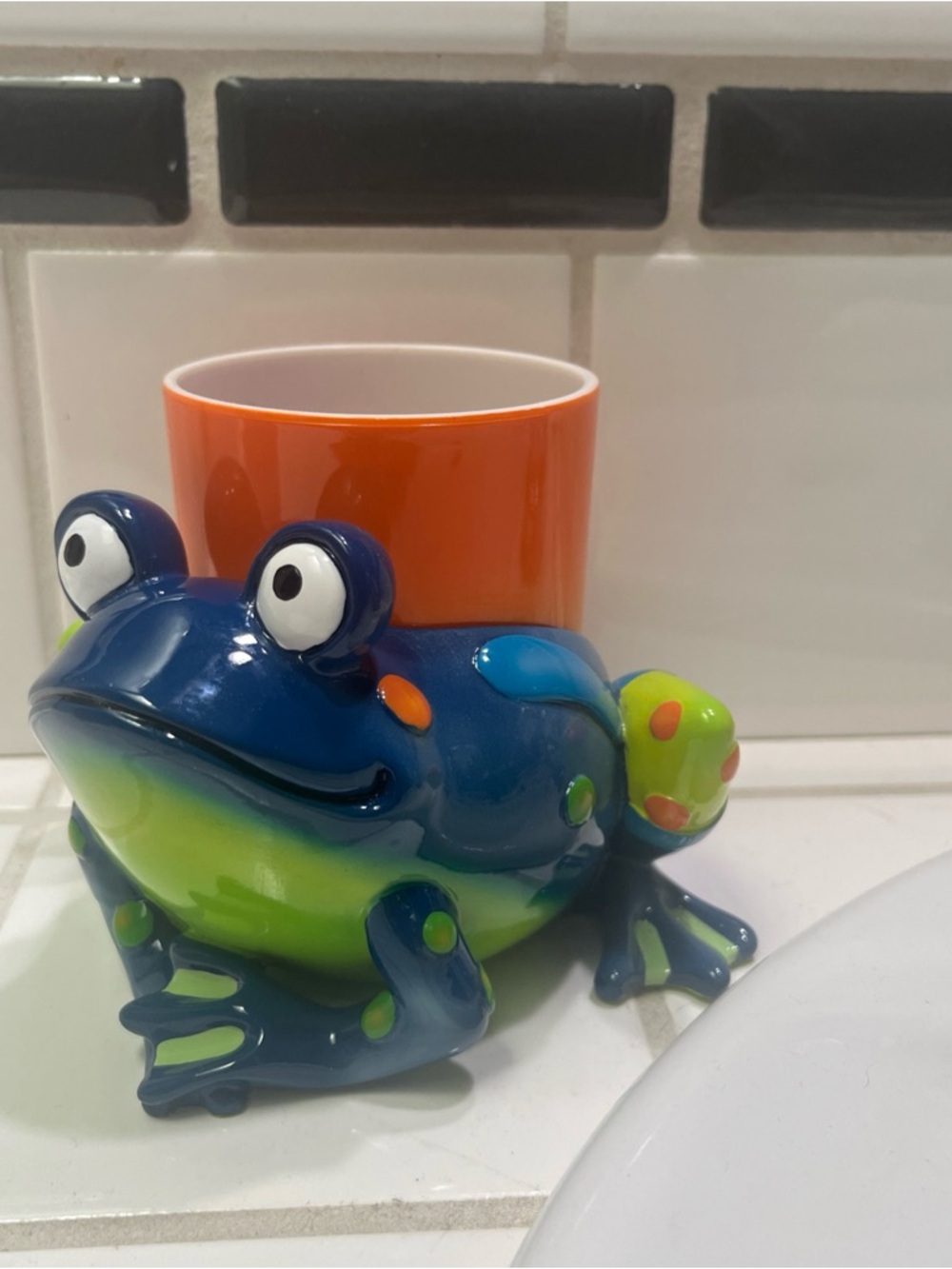 SKL by Jennife Clark, tropical frogs tissue holder